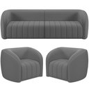 Ver imagem 1 de Kit Sofá 4 Lugares para Sala 252cm com 02 Poltronas Lazio M03 Veludo Cinza - Lyam Decor