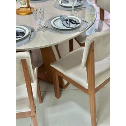 Sala de Jantar Moderna Vidro 6 Cadeiras Rubi Turim Lj Móveis - 2