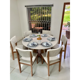 Sala de Jantar Moderna Vidro 6 Cadeiras Rubi Turim Lj Móveis - 1