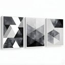 Ver imagem 6 de Kit 3 Quadros Abstrato Moderno Preto Cinza Moldura:branca