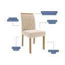 Ver imagem 3 de Conjunto: Mesa Sala Jantar Flora Tampo Madeirado C/ Vidro 109cm e 4 Cadeiras Juliana Cinamomo/off
