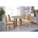 Ver imagem 1 de Conjunto: Mesa Sala Jantar Flora Tampo Madeirado C/ Vidro 109cm e 4 Cadeiras Juliana Cinamomo/off