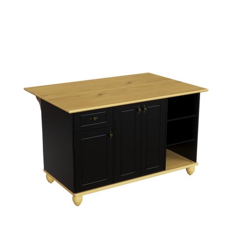 Ilha para Cozinha Rústica MDF e Madeira Maciça 150cm Joy Yescasa Preto