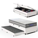 Ver imagem 1 de Cama Box Baú + Colchão Gazin de Molas Ensacadas One Face Air Up + Auxiliar de Espuma Solteiro