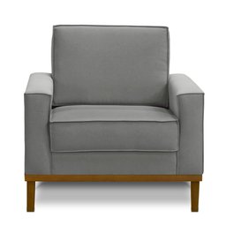 Kit Sofá 3 Lugares 2,10m com Chaise e Poltrona Living Lavinia Linho Cinza Adonai Estofados - 6