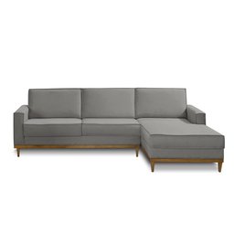 Kit Sofá 3 Lugares 2,10m com Chaise e Poltrona Living Lavinia Linho Cinza Adonai Estofados - 3