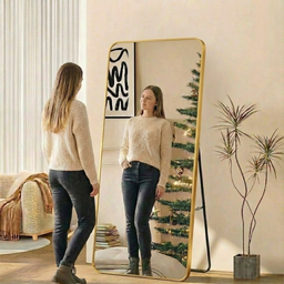 Espelho Grande Retangular Corpo Inteiro 150 X 60 Cm com Suporte de Chão - 2 Espelho Grande Retangular Corpo Inteiro 150 X 60 Cm com Suporte de Chão - 2