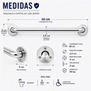Ver imagem 4 de Kit de 2 Barras de Apoio 40 e 60cm Aço Inoxidável Polido Barra de Apoio para Box Banheiro Idoso Prem