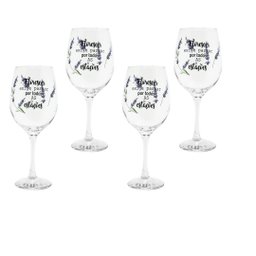 Jogo 4 Taças Vinho Vidro Transparente 600ml - Lavanda - 1