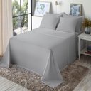 Ver imagem 3 de Jogo Cama Queen Size Algodão 130 Fios Liso Conforto Macio