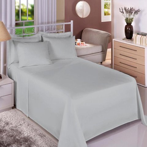 Jogo Cama Queen Size Algodão 130 Fios Liso Conforto Macio