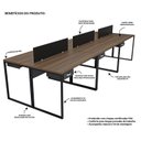 Ver imagem 7 de Escrivaninha Mesa Escritório 6 Lugares 360cm Industrial Nogal e Preto Marrom