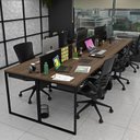 Ver imagem 5 de Escrivaninha Mesa Escritório 6 Lugares 360cm Industrial Nogal e Preto Marrom