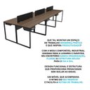 Ver mais imagens de Escrivaninha Mesa Escritório 6 Lugares 360cm Industrial Nogal e Preto Marrom
