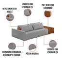 Ver imagem 3 de Sofá Ilha 2 Lugares Living 232cm Modulado para Sala Lary Bouclê K01 - D'Rossi Cor Cinza Claro