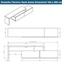 Ver imagem 7 de Rack Aston Universum Extensível 164 Cm a 300 Cm Laca Branca Brilhante