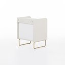 Ver imagem 4 de Mesa de Cabeceira Lys 2 Gavetas 1 Prateleira 100% MDF Pés em Metal 43 cm X 38 cm Off White/ Dourado