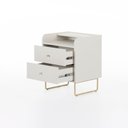 Ver imagem 3 de Mesa de Cabeceira Lys 2 Gavetas 1 Prateleira 100% MDF Pés em Metal 43 cm X 38 cm Off White/ Dourado