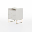 Ver imagem 2 de Mesa de Cabeceira Lys 2 Gavetas 1 Prateleira 100% MDF Pés em Metal 43 cm X 38 cm Off White/ Dourado