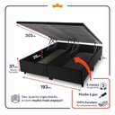 Ver imagem 3 de Conjunto Box Baú Super King Chicago Preto 193x203x64 Espuma D33
