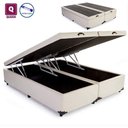 Ver imagem 1 de Cama Box Baú King Size Bipartido Sintético Bege com Pistões a Gás