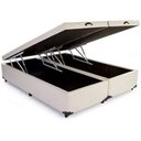 Ver imagem 2 de Cama Box Baú King Size Bipartido Sintético Bege com Pistões a Gás