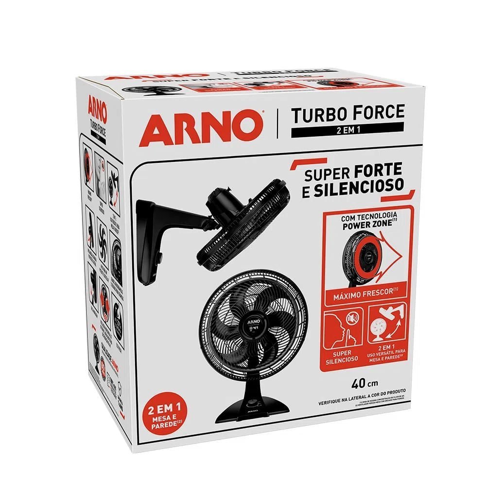 Ventilador Arno 2 em 1 Turbo Force Preto Vf42 – 127 Volts - 10