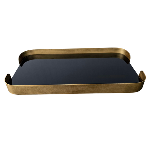 Bandeja em Metal Borda Curva com Vidro Preto 24297 - 40cm