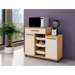 Fruteira Teresina Arte Móveis 2 Portas 1 Gaveta 3 Cestos Cinamomo/off White - 3