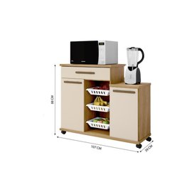 Fruteira Teresina Arte Móveis 2 Portas 1 Gaveta 3 Cestos Cinamomo/off White - 2