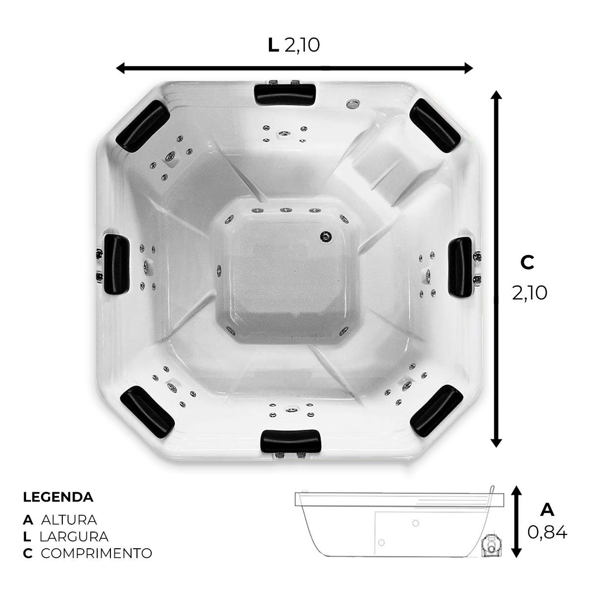 Spa Quadrado Harmonia Completo com Hidro em Acrílico - 3