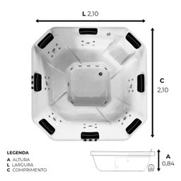 Spa Quadrado Harmonia Completo com Hidro em Acrílico - 2
