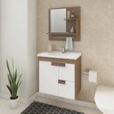 Ver imagem 2 de Gabinete de Banheiro com Cuba e Espelheira Tulipa 60cm Amendoa/branco - Mgm