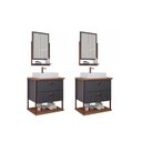 Ver imagem 1 de Kit com 2 Gabinetes Suspensos com Cuba e Espelheira 60cm Olivia Espresso Móveis Marrom/Cappuccino