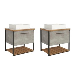 Kit com 2 Gabinetes para Banheiro com Cuba 80cm Palermo - 1
