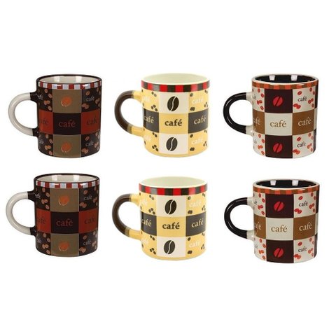 Jogo Mini Caneca Cerâmica Pilão 110ml 6 Unidades - Yazi