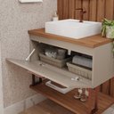 Ver imagem 3 de Kit com 2 Gabinetes Suspensos com Cuba 60cm Mari Espresso Móveis Marrom/Cappuccino