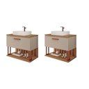 Ver imagem 1 de Kit com 2 Gabinetes Suspensos com Cuba 60cm Mari Espresso Móveis Marrom/Cappuccino