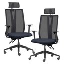 Ver imagem 1 de Kit 2 Cadeiras Escritório Giratória Presidente Flow F02 Base Preta Sintético Azul - Lyam Decor