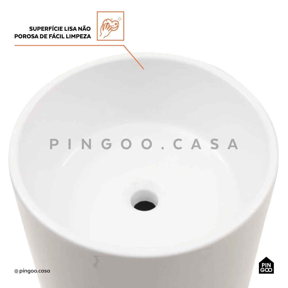 Cuba de Piso para Banheiro Cerâmica 45 Cm Espinélio Pingoo.casa - Branco - 5