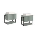 Ver imagem 1 de Kit com 2 Gabinetes para Banheiro com Cuba 65cm MDF Helsing Verde/Pistache