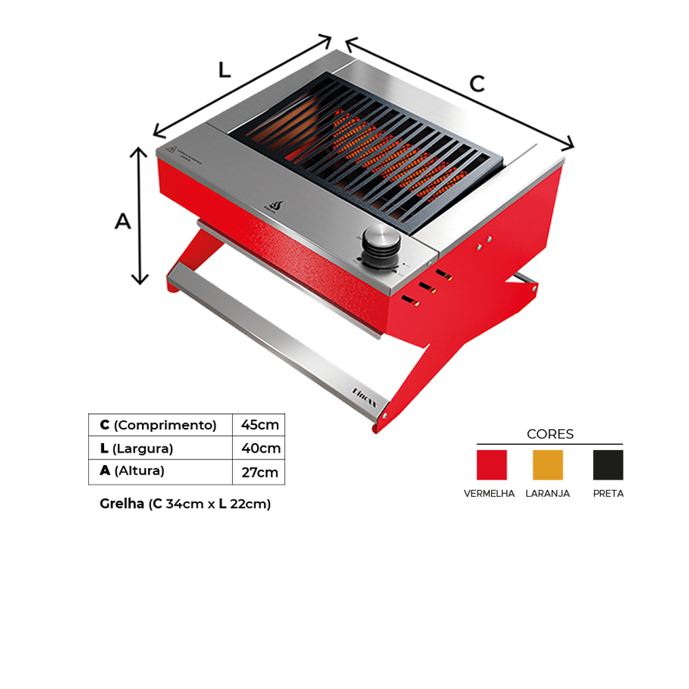 Churrasqueira a Gas Dxx200 Dinoxx Grelha Uruguaia - Gás Gn - Vermelha - 3