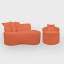 Ver imagem 1 de Kit 1 Poltrona com Sofá Curvo 2 Lugares Feijão Forma Orgânica Bouclé