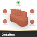 Ver imagem 4 de Kit 1 Poltrona com Sofá Curvo 2 Lugares Feijão Forma Orgânica Bouclé