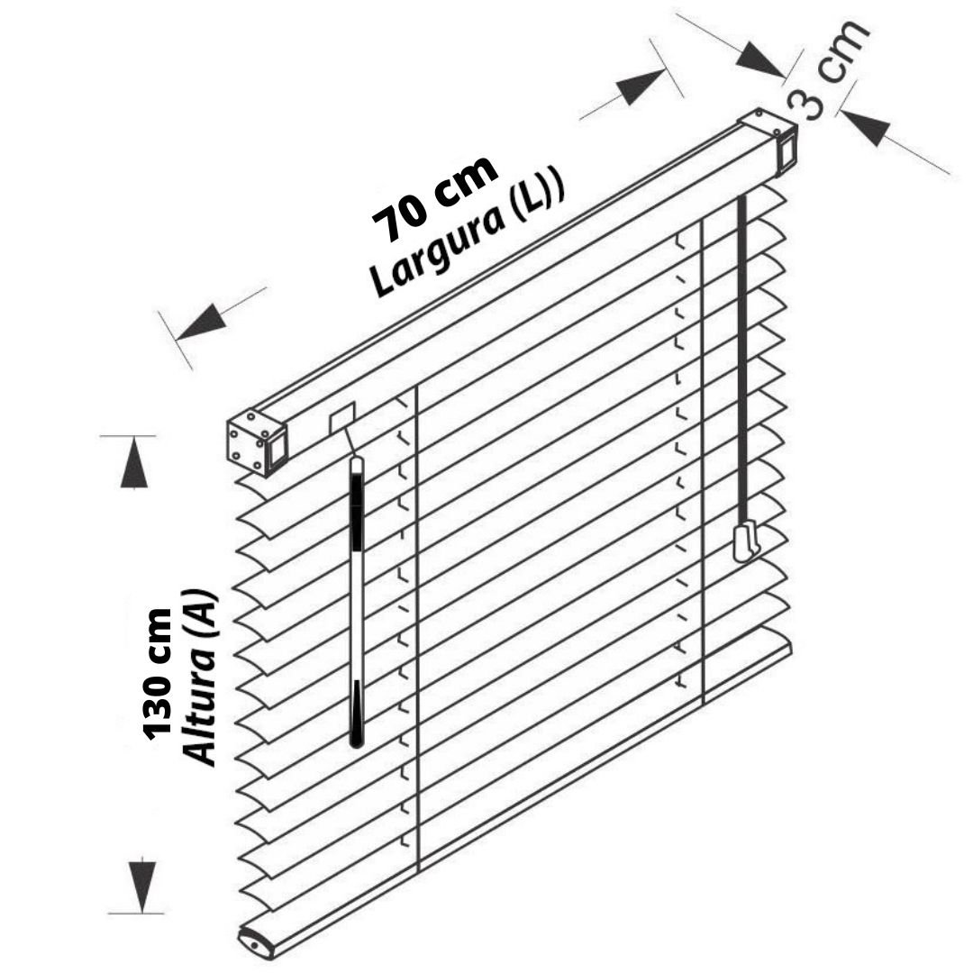 Persiana Horizontal Cortina PVC Preta 70 (L) x 130 (A) cm 0,70 x 130 Completa C/ Kit de Instalação - 8