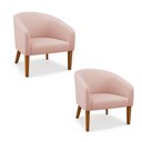 Ver imagem 2 de Poltrona Sala Decorativa Kit 2 Stella Pé Madeira Trapézio Castanho Veludo D03 - D’Rossi