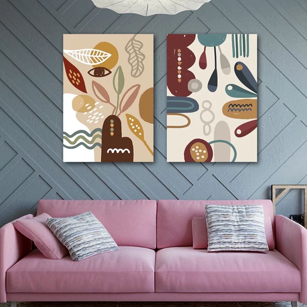 Conjunto 2 Quadros Decorativos Modernos Minimalistas para Quarto Sala de Estar - 2