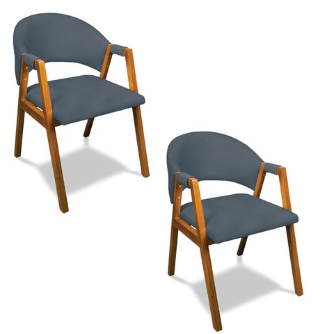 Cadeira Sala de Jantar em Madeira Kit 2 Yara Suede Azul Marinho D03 - D’Rossi
