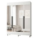 Ver imagem 2 de Guarda-Roupa Solteiro com Pés 4 Portas Batentes com Espelhos Branco/Branco/Preto Netuno Madesa
