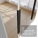 Ver imagem 6 de Guarda-Roupa Solteiro com Pés 4 Portas Batentes com Espelhos Branco/Branco/Preto Netuno Madesa